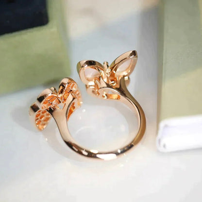 [Rosla]TWIN BUTTERFLY DIAMOND MOP RING