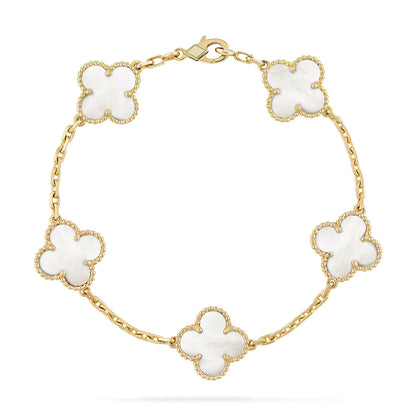 [Rosla]CLOVER  5 MOTIF WHITE MOP BRACELET