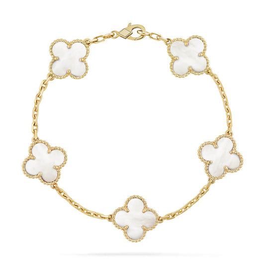 [Rosla]CLOVER  5 MOTIF WHITE MOP BRACELET