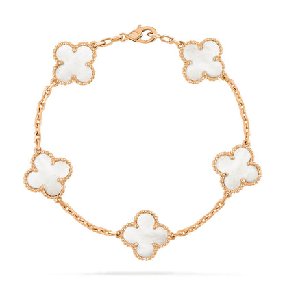 [Rosla]CLOVER  5 MOTIF WHITE MOP BRACELET
