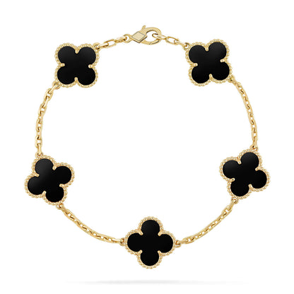 [Rosla]CLOVER  5 MOTIFS BLACK ONYX BRACELET