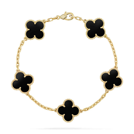 [Rosla]CLOVER  5 MOTIFS BLACK ONYX BRACELET