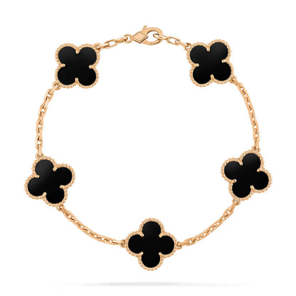 [Rosla]CLOVER  5 MOTIFS BLACK ONYX BRACELET