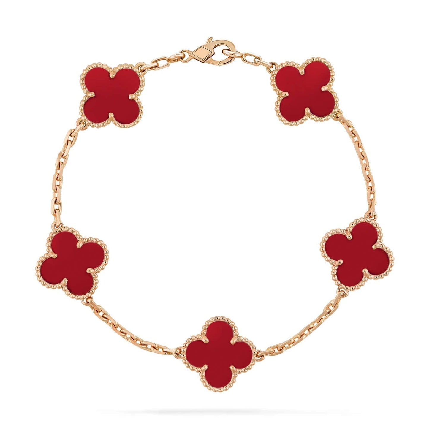 [Rosla]CLOVER 5 MOTIFS RED AGATE  BRACELET