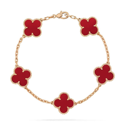 [Rosla]CLOVER 5 MOTIFS RED AGATE  BRACELET