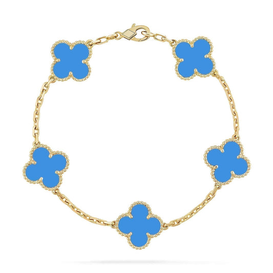 [Rosla]CLOVER 5 MOTIFS BLUE AGATE BRACELET