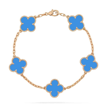[Rosla]CLOVER 5 MOTIFS BLUE AGATE BRACELET