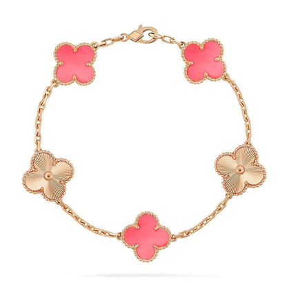 [Rosla]CLOVER BRACELET 5 MOTIF PINK AND PINK GOLD
