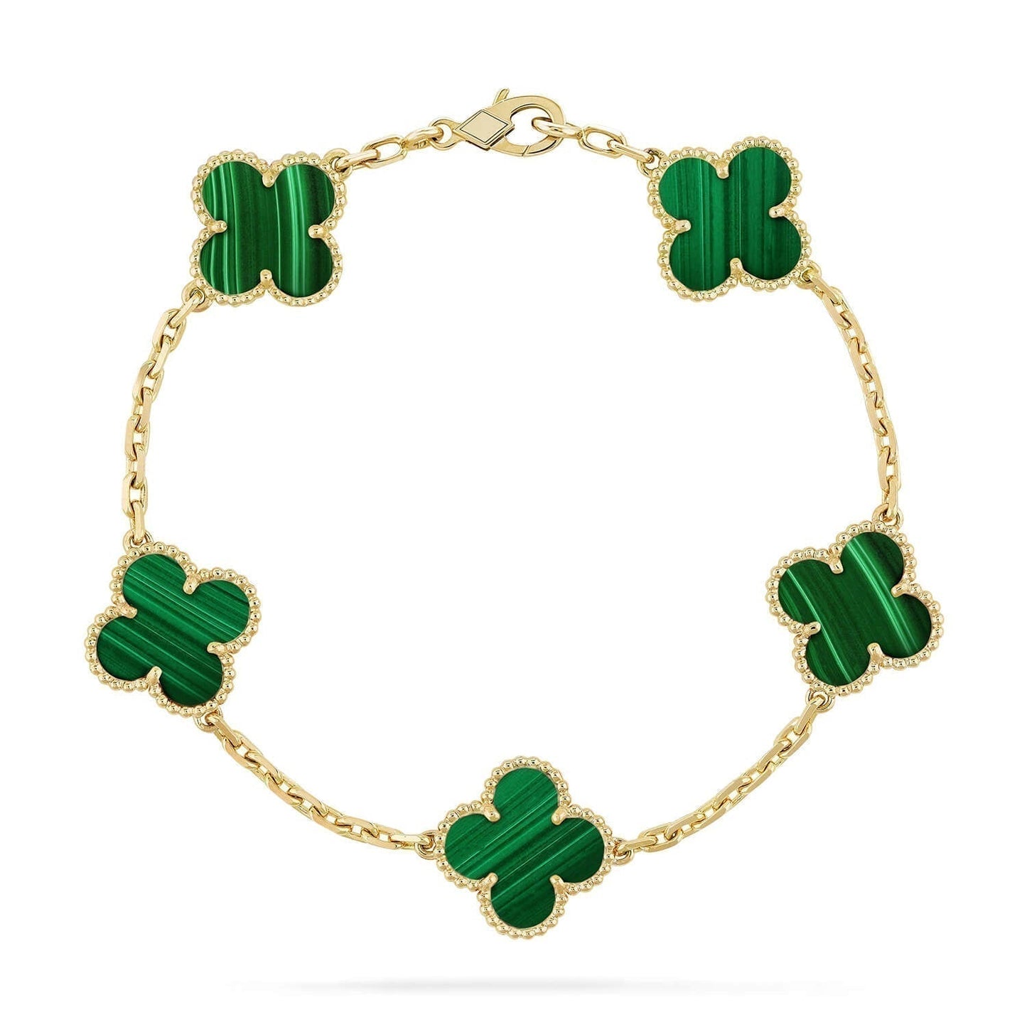 [Rosla]CLOVER 5 MOTIFS MALACHITE BRACELET