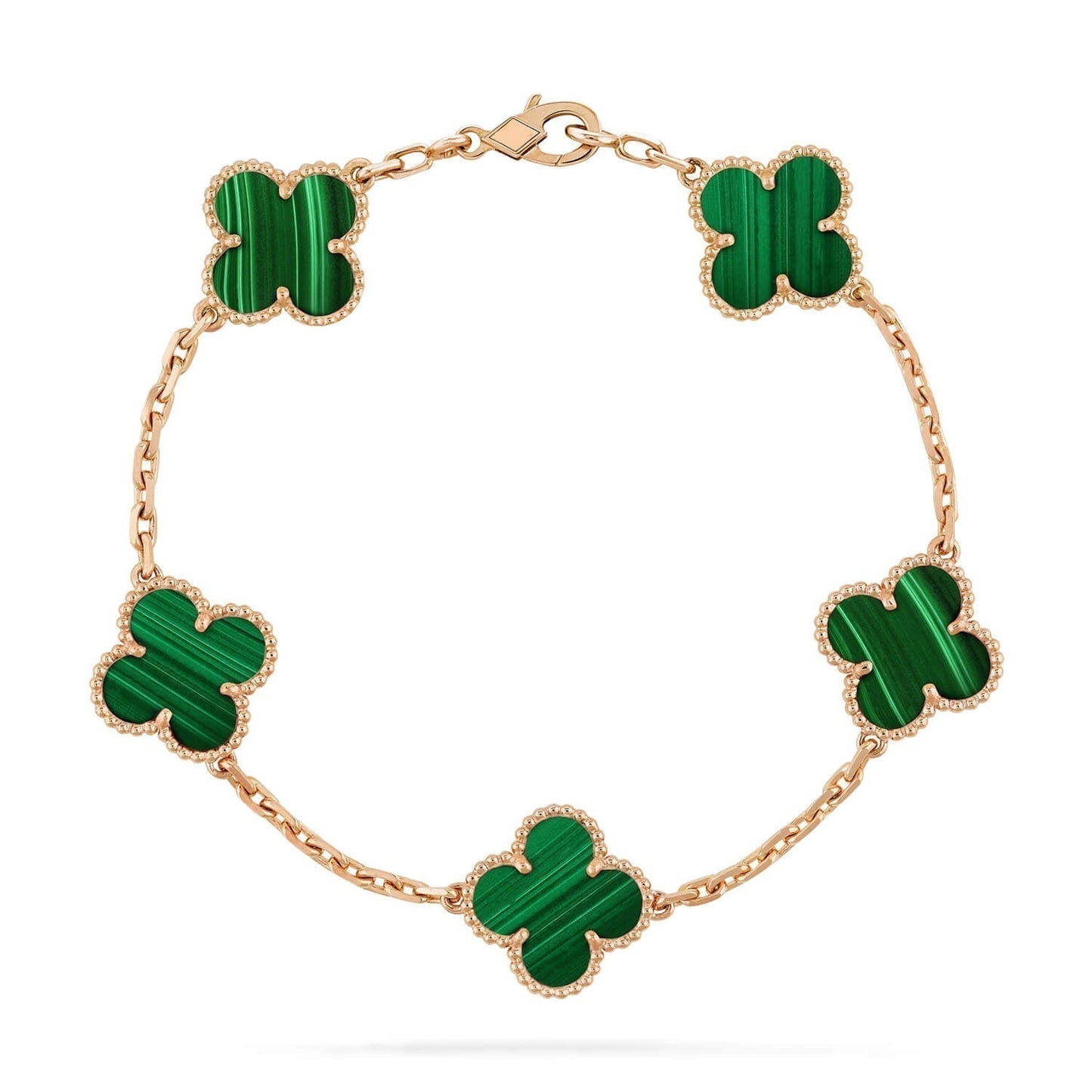[Rosla]CLOVER 5 MOTIFS MALACHITE BRACELET