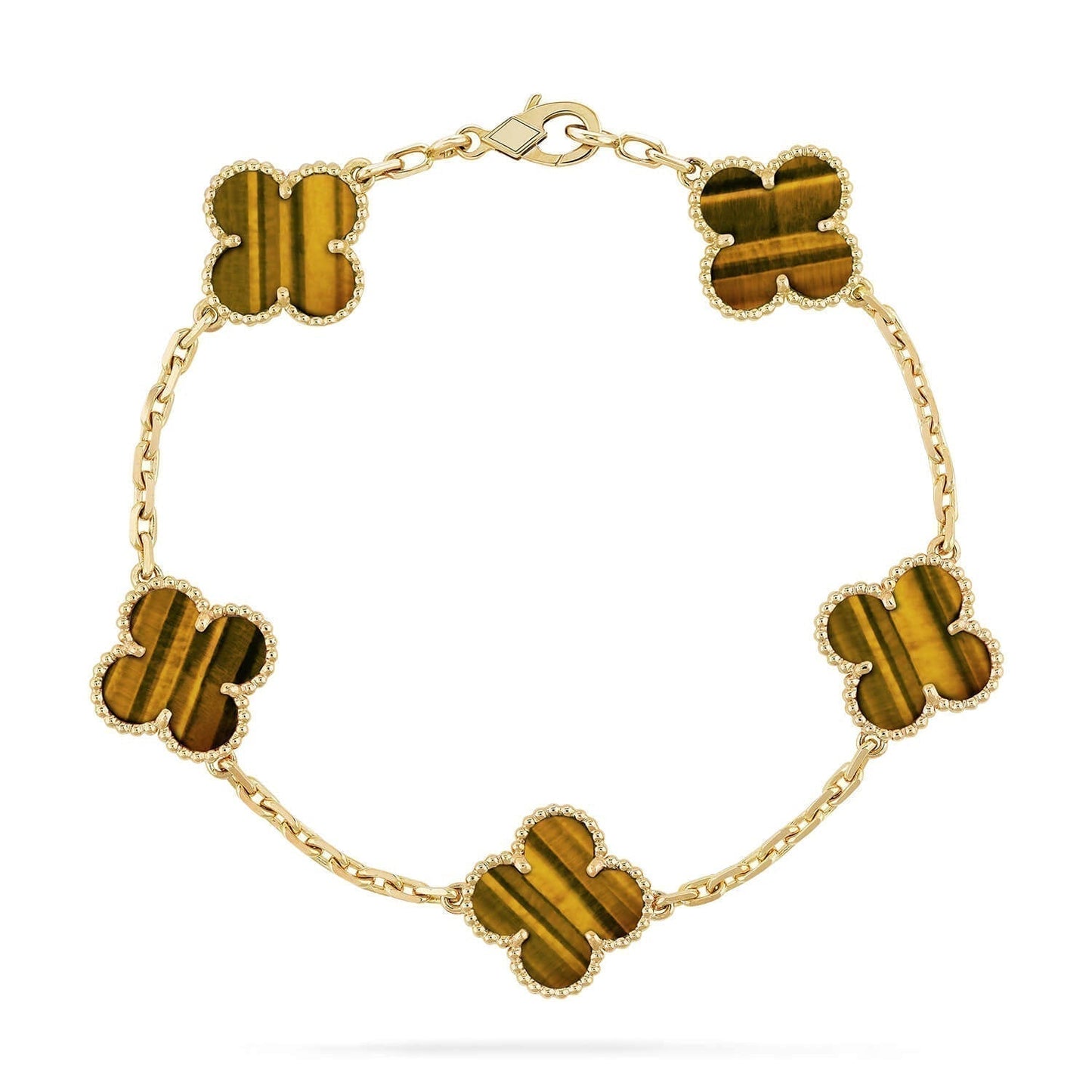 [Rosla]CLOVER  5 MOTIFS TIGER EYE BRACELET