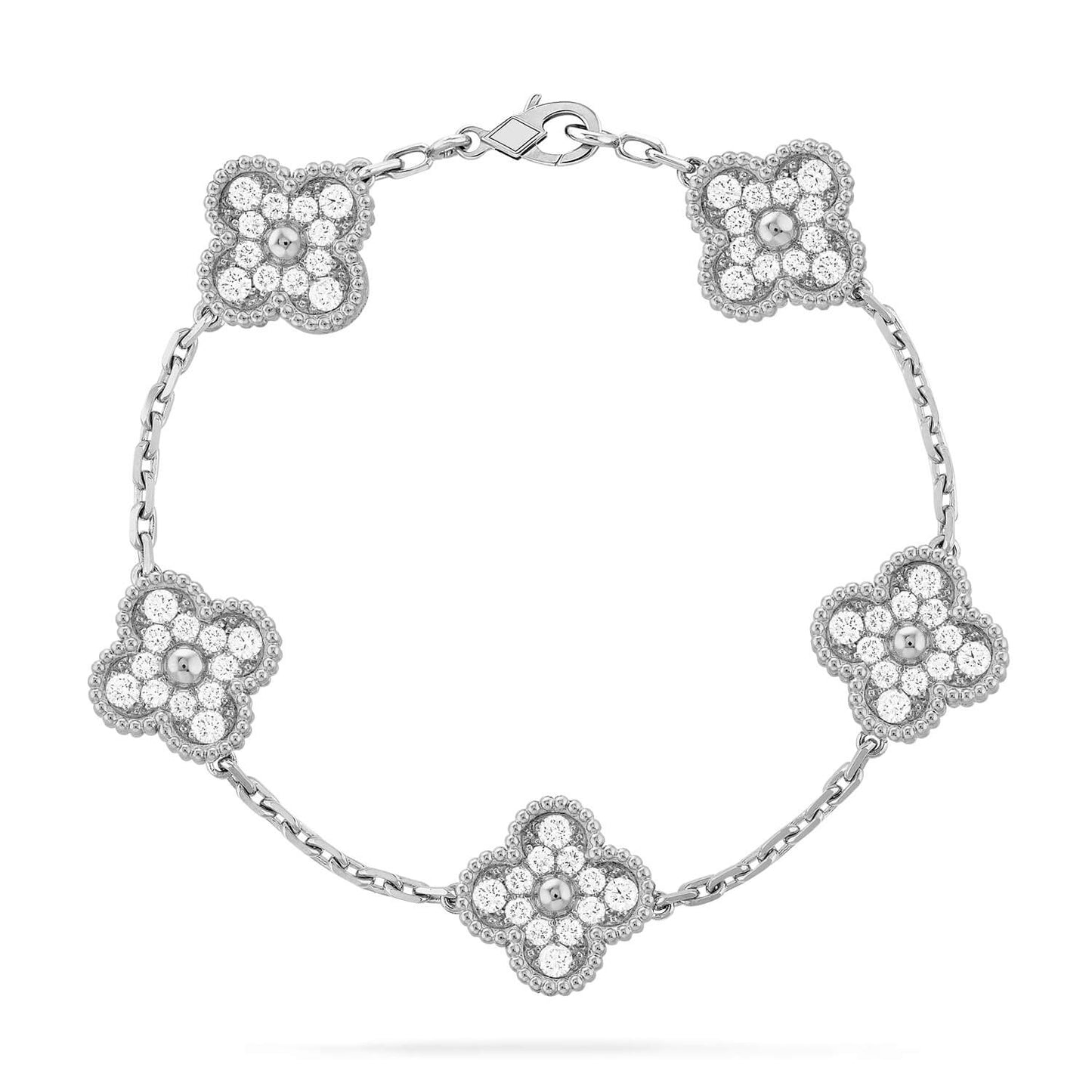 [Rosla]CLOVER 5 MOTIFS  DIAMOND BRACELET SILVER