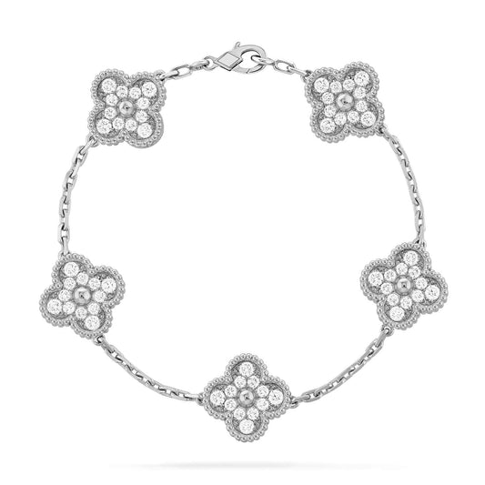 [Rosla]CLOVER 5 MOTIFS  DIAMOND BRACELET SILVER