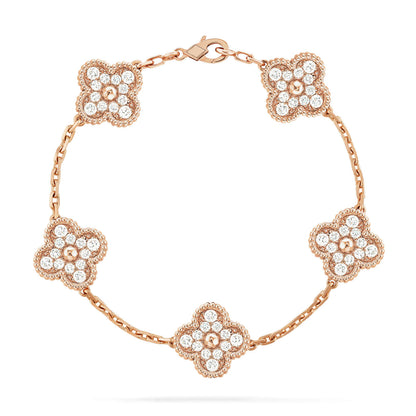 [Rosla]CLOVER 5 MOTIFS  FULL DIAMOND BRACELET