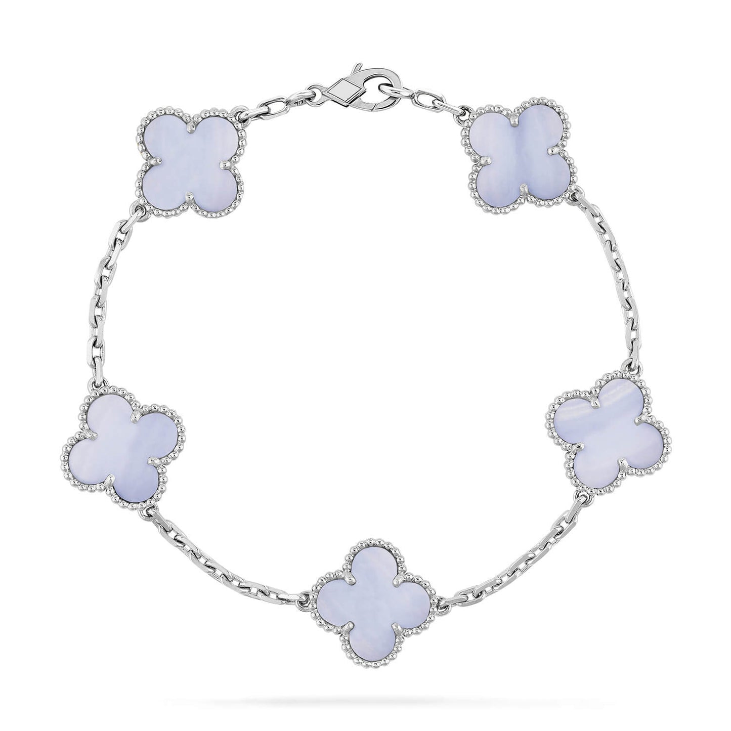 [Rosla]CLOVER  5 MOTIF PURPLE CHALCEDONY BRACELET SILVER