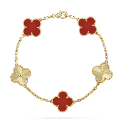 [Rosla]CLOVER  5 MOTIFS CARNELIAN GOLD BRACELET