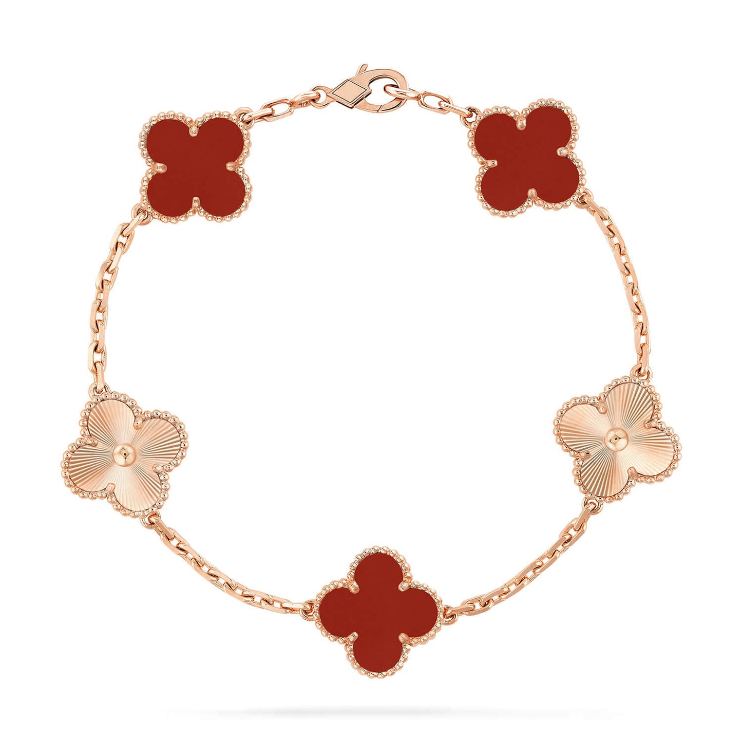 [Rosla]CLOVER  5 MOTIFS CARNELIAN GOLD BRACELET