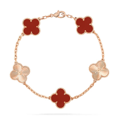 [Rosla]CLOVER  5 MOTIFS CARNELIAN GOLD BRACELET