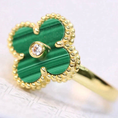 [Rosla]CLOVER MALACHITE RING GOLD DIAMOND