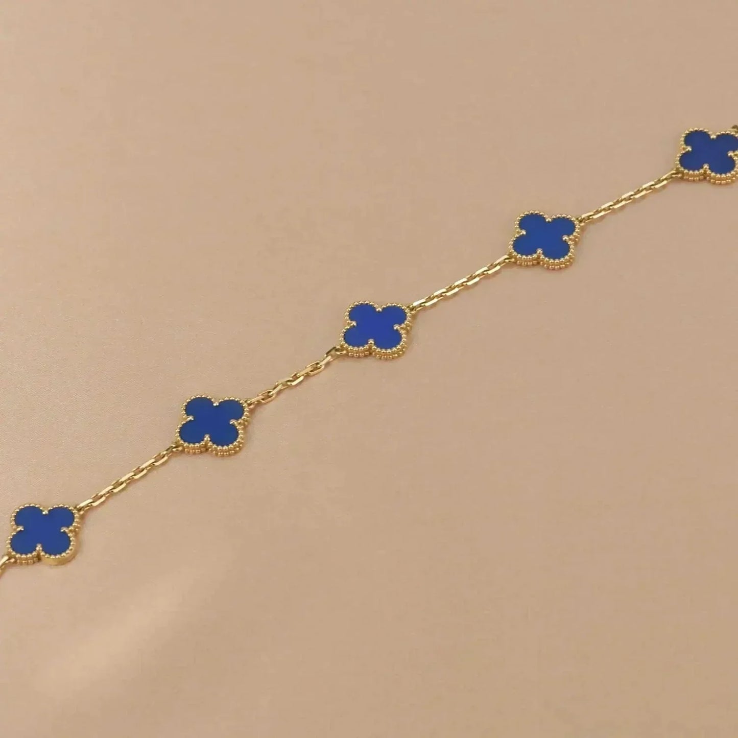 [Rosla]CLOVER 5 MOTIFS BLUE AGATE BRACELET