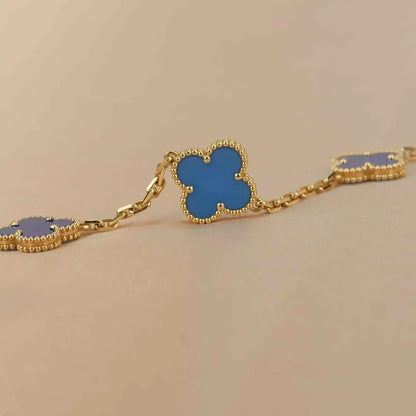 [Rosla]CLOVER 5 MOTIFS BLUE AGATE BRACELET
