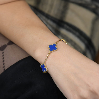 [Rosla]CLOVER 5 MOTIFS BLUE AGATE BRACELET