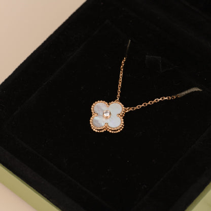[Rosla]CLOVER 15MM DIAMOND WHITE FRITILLARIA NECKLACE