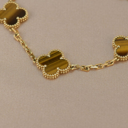 [Rosla]CLOVER  5 MOTIFS TIGER EYE BRACELET