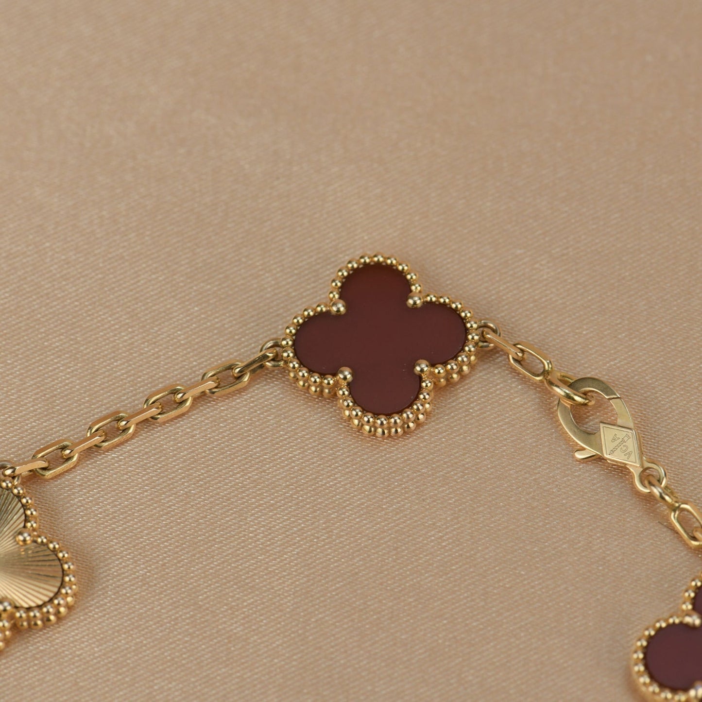 [Rosla]CLOVER  5 MOTIFS CARNELIAN GOLD BRACELET