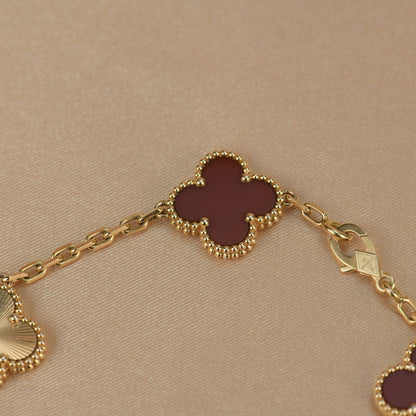 [Rosla]CLOVER  5 MOTIFS CARNELIAN GOLD BRACELET