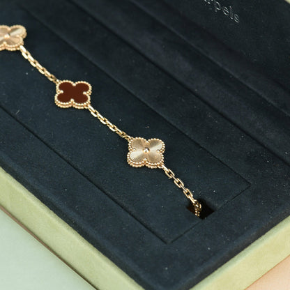 [Rosla]CLOVER  5 MOTIFS CARNELIAN GOLD BRACELET