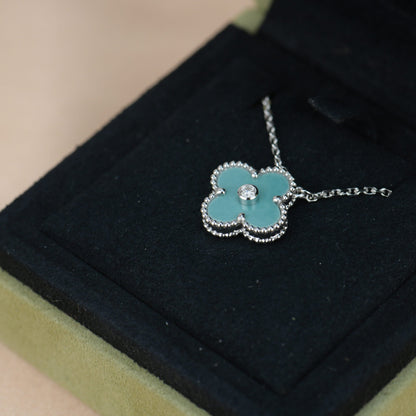 [Rosla]CLOVER 15MM DIAMOND SVRES PORCELAIN  NECKLACE SILVER