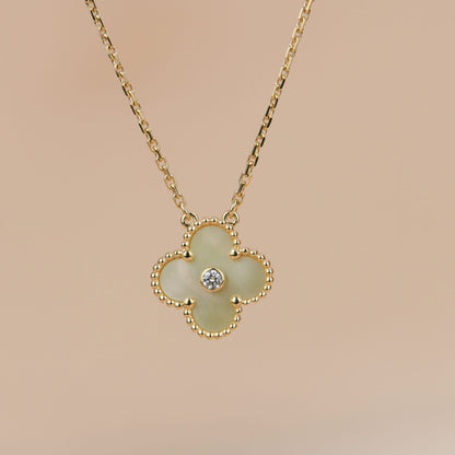 [Rosla]CLOVER 15MM DIAMOND GOLD MOTHER OF PEARL NECKLACE