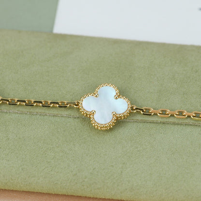[Rosla]CLOVER  5 MOTIF WHITE MOP BRACELET
