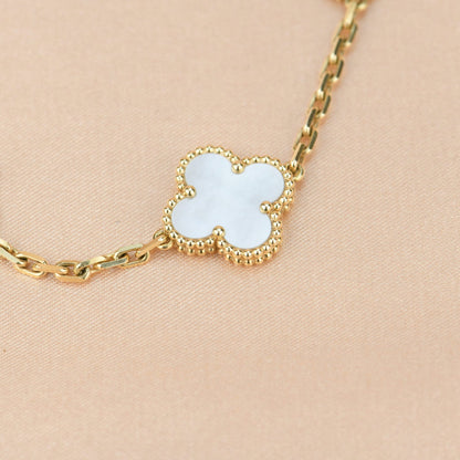 [Rosla]CLOVER  5 MOTIF WHITE MOP BRACELET