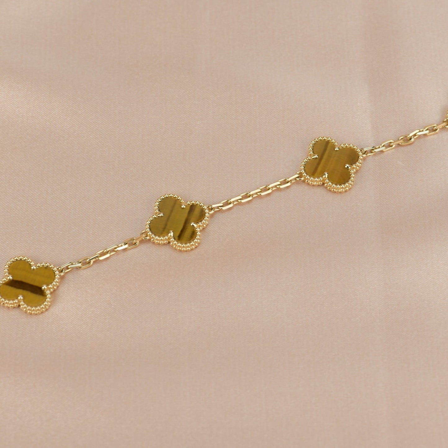 [Rosla]CLOVER  5 MOTIFS TIGER EYE BRACELET