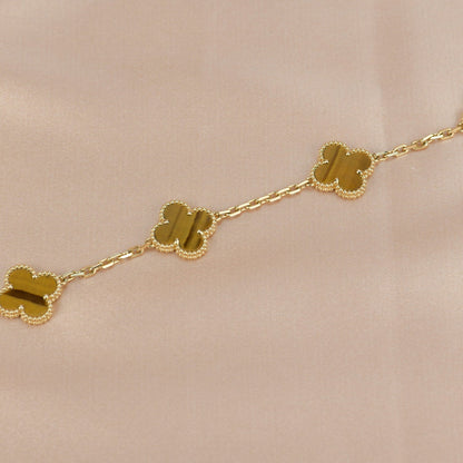 [Rosla]CLOVER  5 MOTIFS TIGER EYE BRACELET