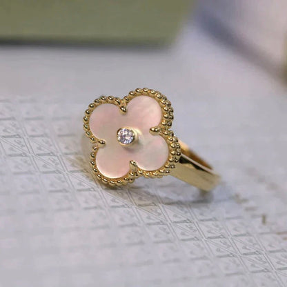 [Rosla]CLOVER PINK MOP RING GOLD DIAMOND