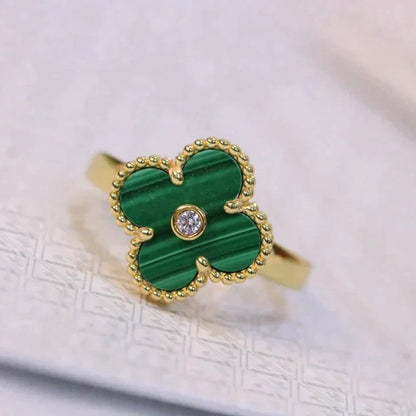 [Rosla]CLOVER MALACHITE RING GOLD DIAMOND