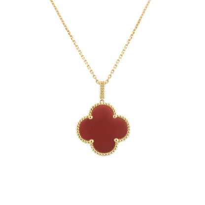 [Rosla]CLOVER 25MM NECKLACE GOLD CARNELIAN