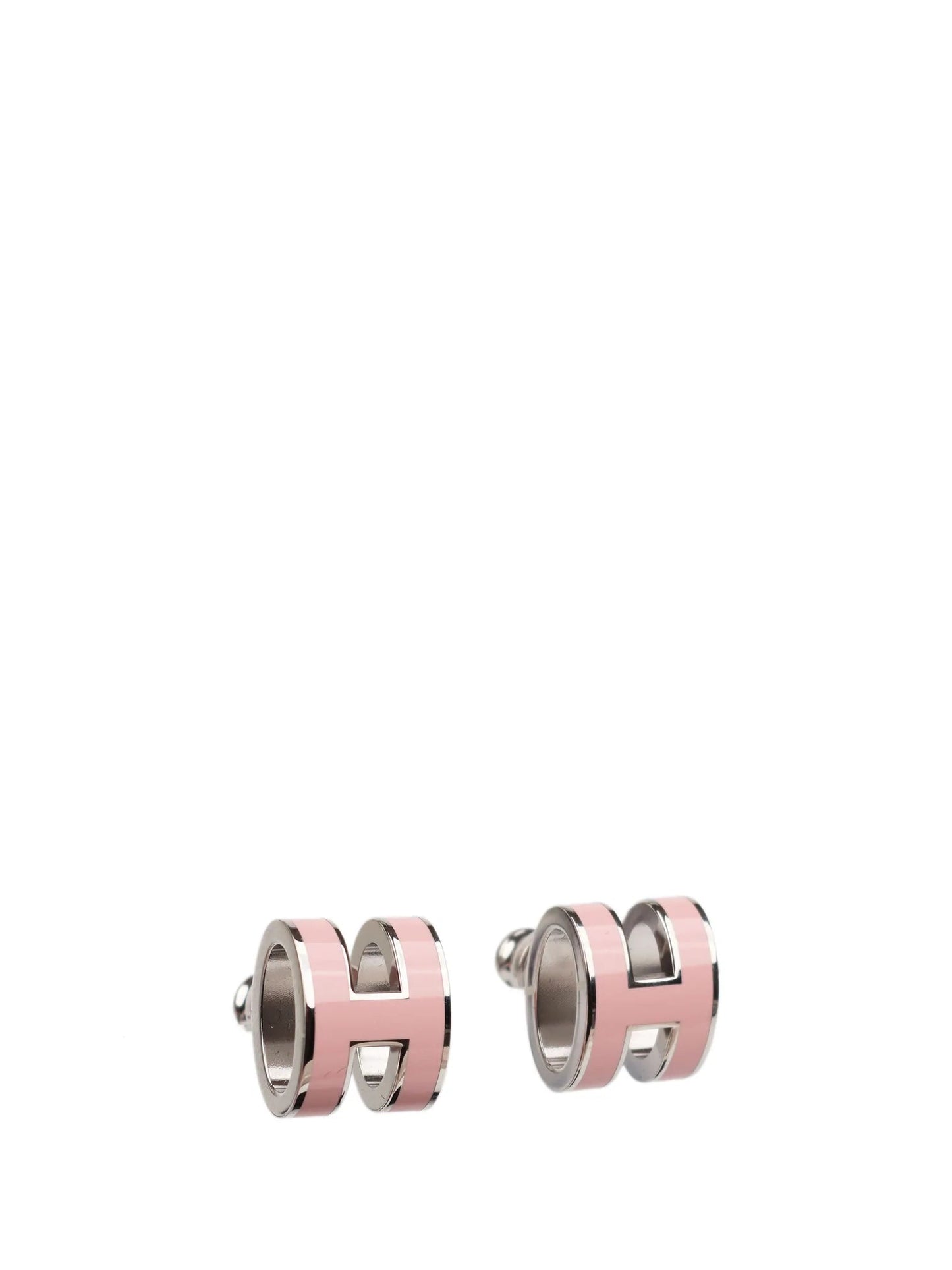 [Rosla]MINI POP H SILVER EARRINGS PINK