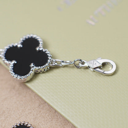 [Rosla]CLOVER 5 MOTIF ONYXS  BRACELET SILVER