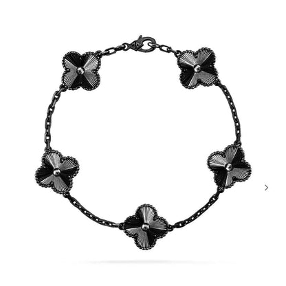 [Rosla]CLOVER 5 MOTIF BLACK BRACELET