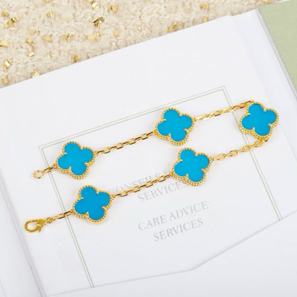 [Rosla]CLOVER 5 MOTIFS TURQUOISE BRACELET