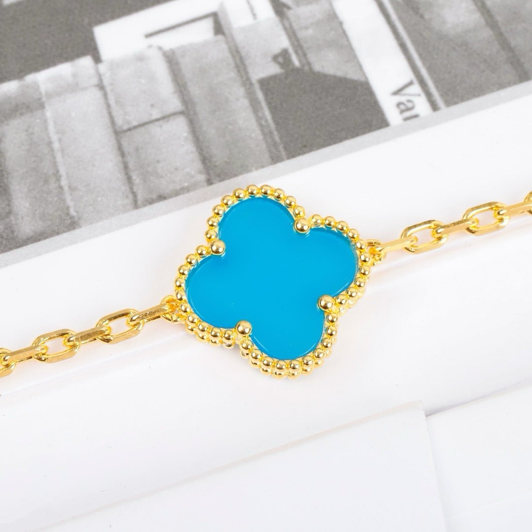 [Rosla]CLOVER 5 MOTIFS TURQUOISE BRACELET