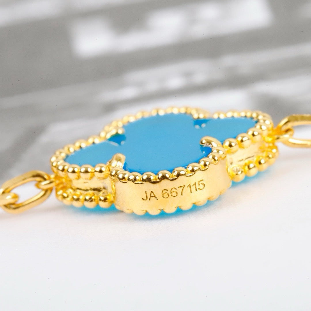 [Rosla]CLOVER 5 MOTIFS TURQUOISE BRACELET