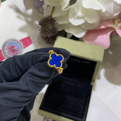 [Rosla]CLOVER RIVERSIBLE BLUE AGATE RING