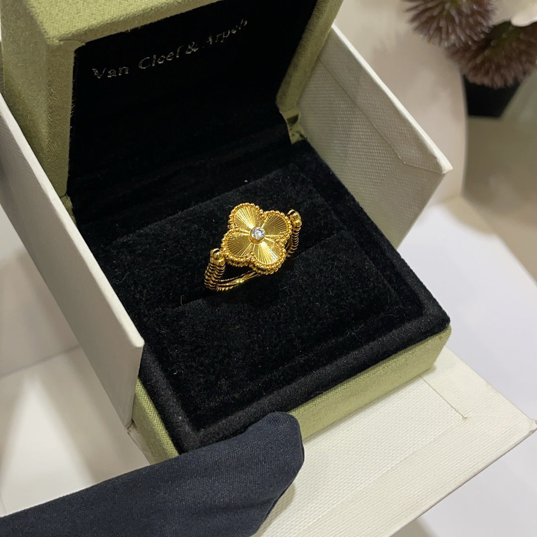 [Rosla]CLOVER RIVERSIBLE BLUE AGATE RING