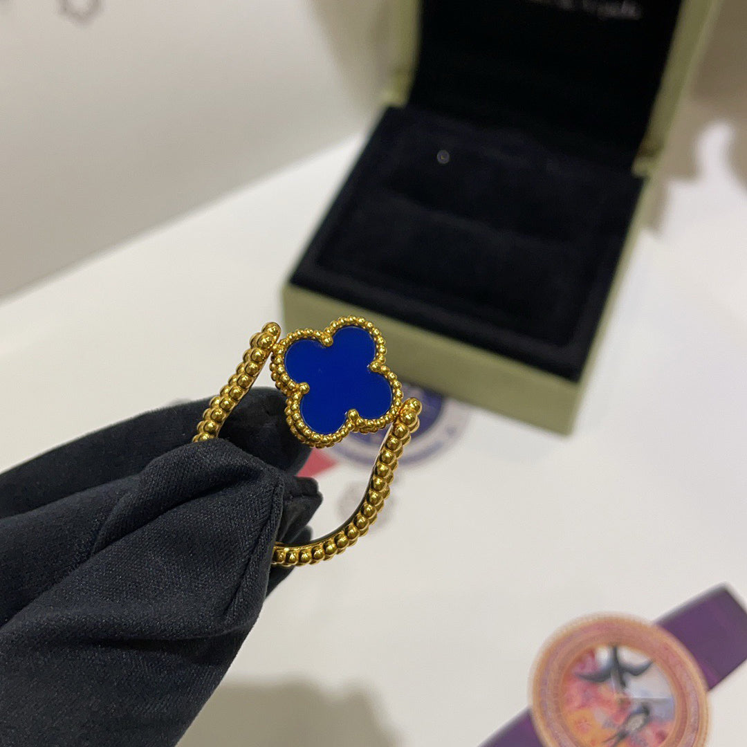 [Rosla]CLOVER RIVERSIBLE BLUE AGATE RING