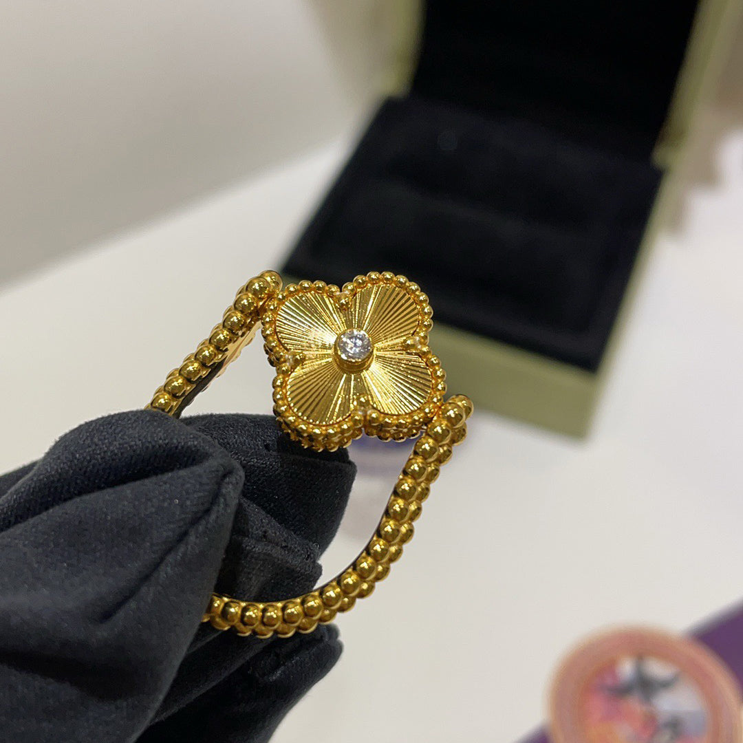 [Rosla]CLOVER RIVERSIBLE BLUE AGATE RING